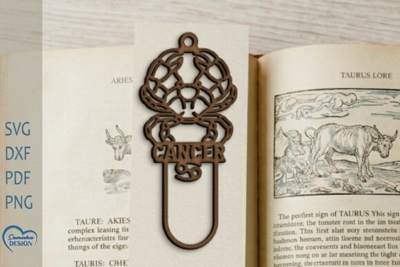Download Cancer Bookmark Laser Cut. Zodiac Sign - Premium Bundle