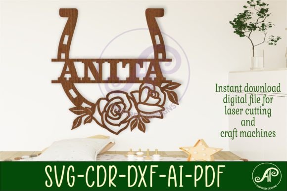 Download Rose Horse Shoe Name Sign Svg Laser Cut - Premium Resources